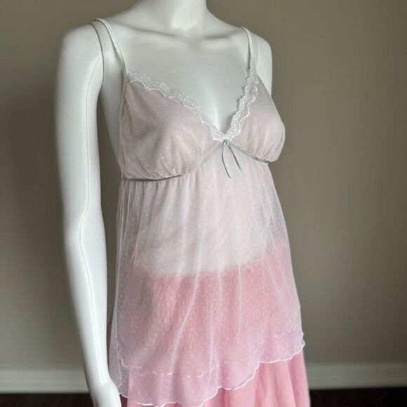 Vintage Lace Slip Top Lingerie With Bow Pink Blush - Picture 6 of 9